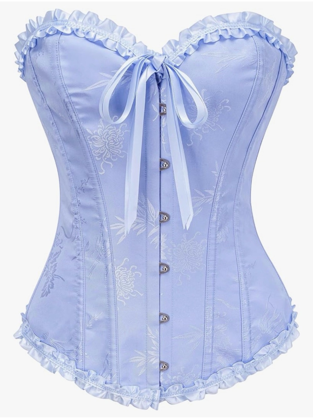 Purple / Sky Blue Satin Lace-Up Corset Bustier - Women Intimates